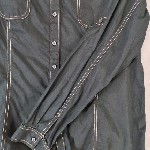 Tommy Hilfiger Black Contrast Stitching Button Up Shirt Women's L Y2K Streetwear - Picture 10 of 10